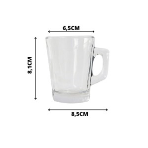 JOGO COM 6 CANECAS DE VIDRO TRANSPARENTE 90ML - BM9028