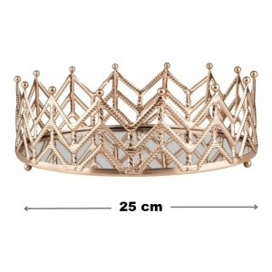 BANDEJA DE METAL EM FORMA DE COROA COM ESPELHO 8X26CM - 2993