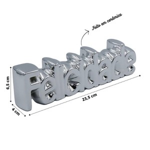 ENFEITE DE CERÂMICA COM A FRASE FELICIDADE - 3075-PTA