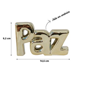 ENFEITE DECORATIVO DE CERÂMICA COM A PALAVRA PAZ - 3073-DOU