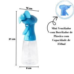 MINI VENTILADOR COM BORRIFADOR DE PLÁSTICO 350 ML 21.7.5CM - ALL51148-AZ