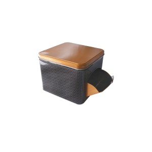 PORTA CAPSULAS DE METAL COM TAMPA E ABERTURA FRONTAL 12X15CM-  2648-A