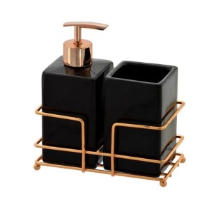 JOGO DE BANHEIRO DE PORCELANA COM SUPORTE 3 PÇS - 2478