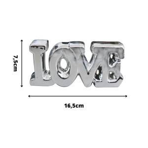 ENFEITE DECORATIVO DE CERÂMICA FRASE LOVE 16,5CM - 96514-PTA