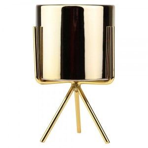 VASO DE RESINA COM SUPORTE DE METAL - 3070