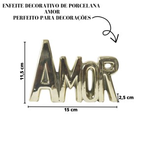 ENFEITE DE PORCELANA COM A FRASE AMOR  11X15 - CZ19506-DOU
