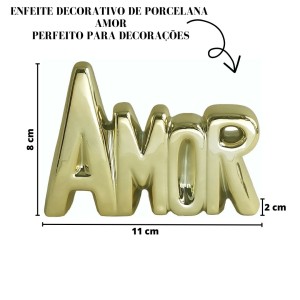 ENFEITE DE PORCELANA COM A FRASE AMOR  8X10CM - CZ19505-DOU