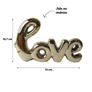 ENFEITE DE CERÂMICA COM A FRASE LOVE 15CM - 96435-DOU