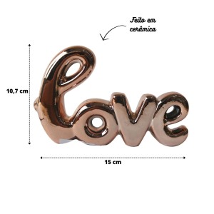 ENFEITE DE CERÂMICA COM A FRASE LOVE 15CM - 96435-GR