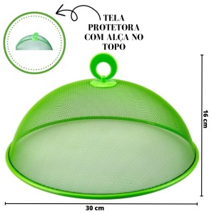 TELA PROTETORA DE ALIMENTOS EM METAL COM ALÇA NO TOPO 30CM - CZ19285-VD