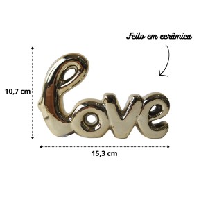 ENFEITE DE CERÂMICA COM A FRASE LOVE 3X10.7X15.3CM - HD80724-DOU