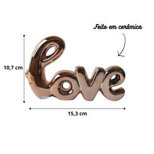 ENFEITE DE CERÂMICA COM A FRASE LOVE 3X10.7X15.3CM - HD80724-GR