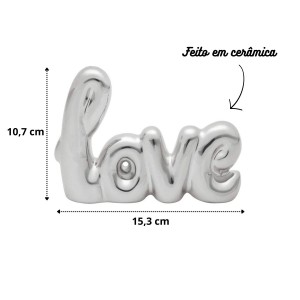 ENFEITE DE CERÂMICA COM A FRASE LOVE 3X10.7X15.3CM - HD80724-PTA