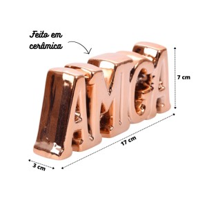 ENFEITE DECORATIVO DE CERÂMICA COM A FRASE AMIGA 17X7CM - HD80715-GR