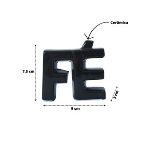 ENFEITE DECORATIVO DE CERÂMICA COM A FRASE FÉ 7X9CM - HD80710-PT