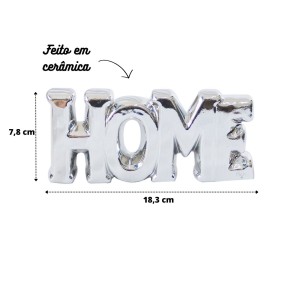 ENFEITE DECORATIVO DE CERÂMICA COM A FRASE HOME 18.3X7.8X2.9CM - HD52949-PTA