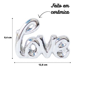 ENFEITE DECORATIVO DE CERÂMICA COM A FRASE LOVE 2.8X9.4X12.8 - HD80725-PTA