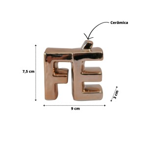 ENFEITE DECORATIVO DE CERÂMICA COM A FRASE FÉ 9X7X3CM - HD80712-GR