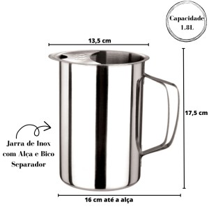 JARRA DE INOX COM ALÇA E BICO SEPARADOR 1,8L - 6018