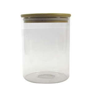 POTE DE VIDRO 400 ML COM TAMPA EM BAMBU E VEDAÇÃO DE SILICONE - BF2980