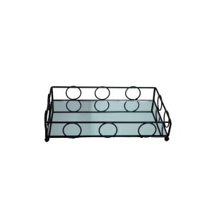 BANDEJA DE METAL ESPELHADA RETANGULAR DE VIDRO 20X12.5CM - KIT201-PT