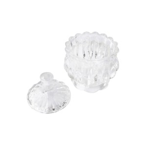 BOMBONIERE DE VIDRO INCOLOR DETALHADO COM TAMPA 9X12CM - HD67111