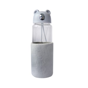 GARRAFA DE VIDRO BEAR BOTTLE COM CAPA DE VELUDO COM TAMPA E ALÇA - GDR0456-LL