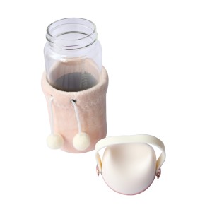 GARRAFA DE VIDRO FOX BOTTLE COM CAPA DE VELUDO COM TAMPA E ALÇA - GDR0454-SAL