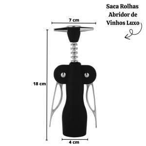 SACA ROLHAS ABRIDOR DE VINHOS LUXO DE METAL 18CM  - 3114-PT