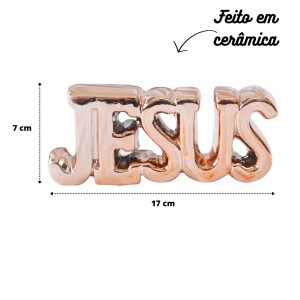 ENFEITE DECORATIVO DE CERÂMICA COM A FRASE JESUS 17X4X7CM - HD80717-GR