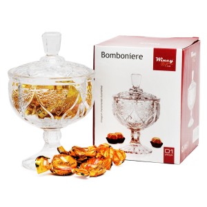 BOMBONIERE DE VIDRO COM PEDESTAL - 25CM - VDA07018