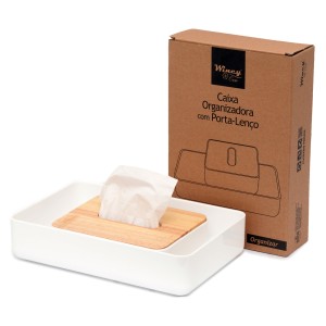 CAIXA DE PLÁSTICO ORGANIZADORA COM PORTA LENÇO EM 2 PEÇAS - OGA07011