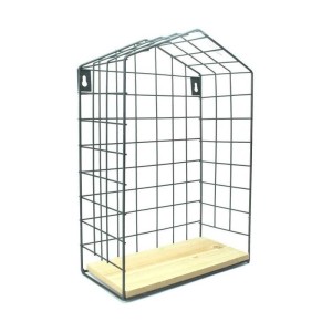 PRATELEIRA DECORATIVA DE METAL E MADEIRA 33X22CM - 97093