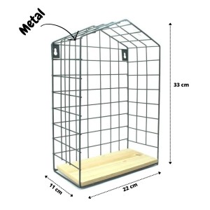 PRATELEIRA DECORATIVA DE METAL E MADEIRA 33X22CM - 97093