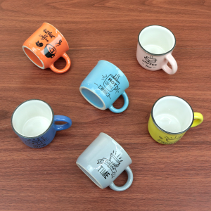 JOGO 6 MINI CANECAS DE CERÂMICA FRASES SORTIDAS 60ML - CA18064