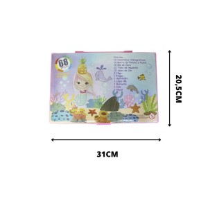 KIT DE PINTURA EM MALETA ESTAMPA SEREIA COM ABACAXI COM 68 PEÇAS - MT68GIRL-E