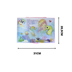 KIT DE PINTURA EM MALETA ESTAMPA SEREIA COM CAVALO MARINHO COM 68 PEÇAS - MT68GIRL-A