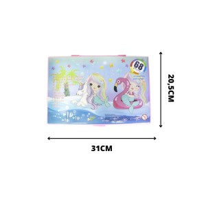 KIT DE PINTURA EM MALETA ESTAMPA SEREIA COM UNICÓRNIO COM 68 PEÇAS - MT68GIRL-D