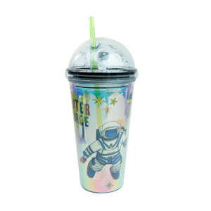 COPO COM LED PLÁSTICO E CANUDO PERSONAGEM ASTRONAUTA 450ML - GDR0786-A