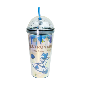 COPO COM LED PLÁSTICO E CANUDO PERSONAGEM ASTRONAUTA 450ML - GDR0786-C