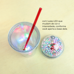 COPO COM LED PLÁSTICO E CANUDO PERSONAGEM DINOSSAURO 450ML - GDR0960-C
