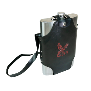 CANTIL DE INOX COM CAPA EM COURO SINTÉTICO E ALÇA ESTAMPA FENIX GDR 1LITRO E 800ML- GDR0250-C