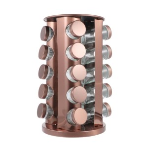 PORTA TEMPERO GIRATORIO DE METAL COM PINTURA COBRE 20 PEÇAS - TRC8415