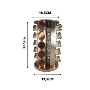 PORTA TEMPERO GIRATORIO DE METAL COM PINTURA COBRE 20 PEÇAS - TRC8415