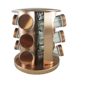 PORTA TEMPERO GIRATORIO DE METAL COM PINTURA COBRE 12 PEÇAS - TRC8417