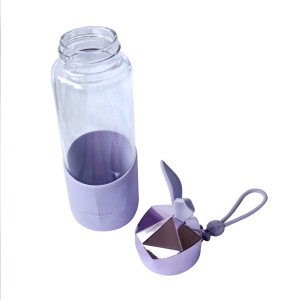 GARRAFA DE VIDRO GLASS COM CAPA DE SILICONE E TAMPA PLÁSTICA - GDR0450-LL