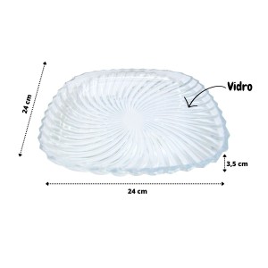 PETISQUEIRA QUADRADA DE VIDRO COM RELEVO - 24 X 24 CM - BM1157