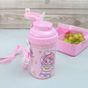 JOGO DE MARMITA INFANTIL COM TALHERES E GARRAFA DE PLÁSTICO 500ML - HU80398-RS