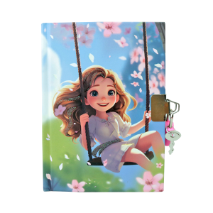DIÁRIO DA MENINA NO BALANÇO COM CADEADO E CANETA POMPOM 48 FOLHAS - SXFS14068-A
