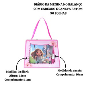DIÁRIO DA MENINA COM CADEADO E CANETA BATOM 56 FOLHAS - SXFS14069-A